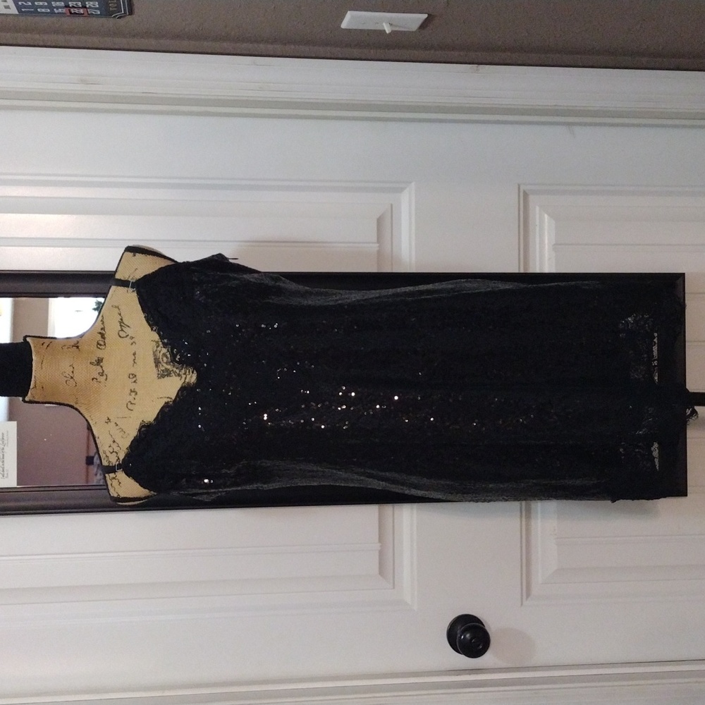 Women's Black Lace Trim Sequin Slip Dress - Wild Fable™- Fully lined